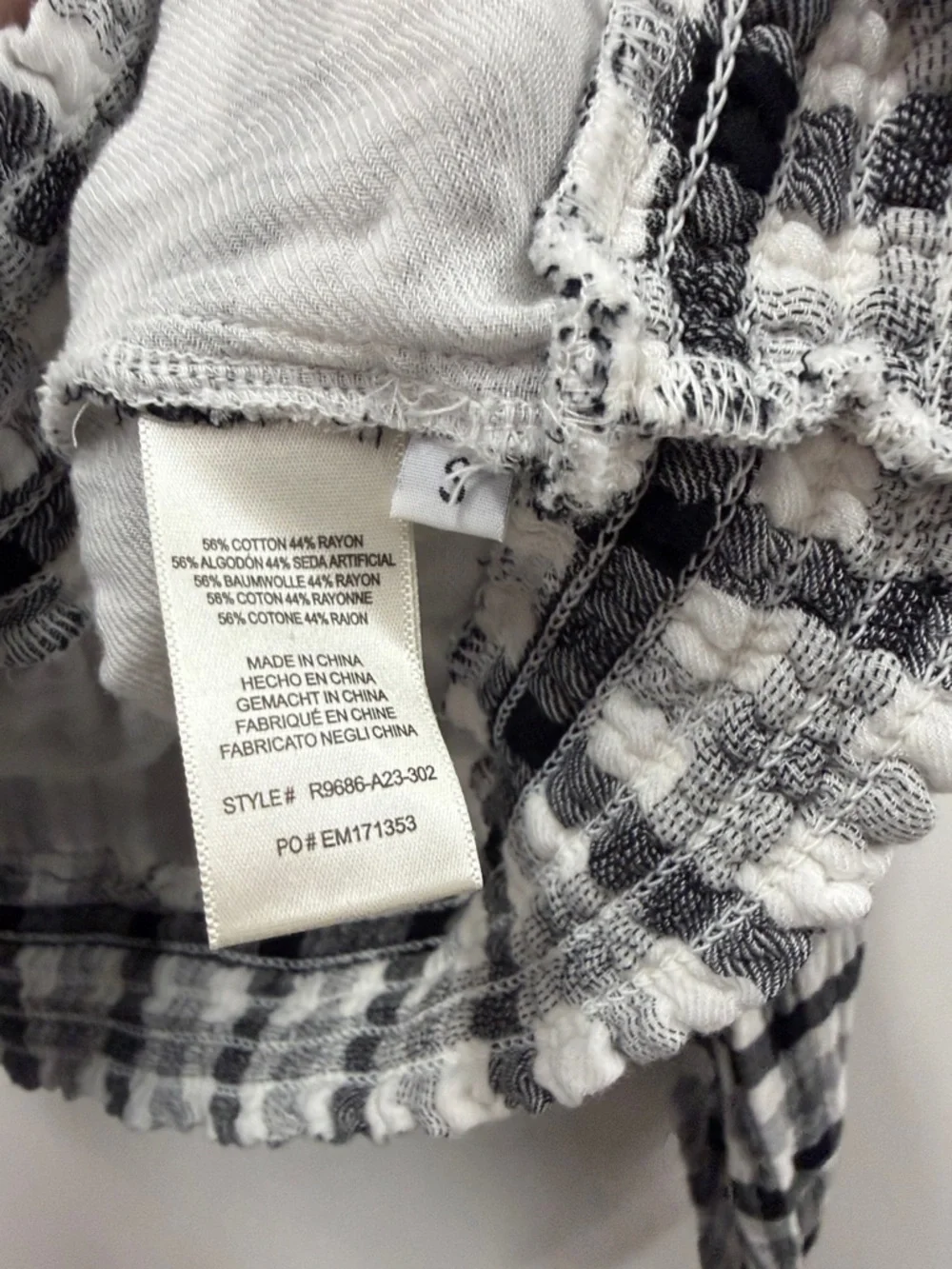 Cloth & Stone for Anthropologie Sara Plaid Blouse black white plaid S - Picture 6 of 6